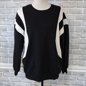 Commense Oversized Panel Sweatshirt Black White Minimalist Colorblock NEW XS